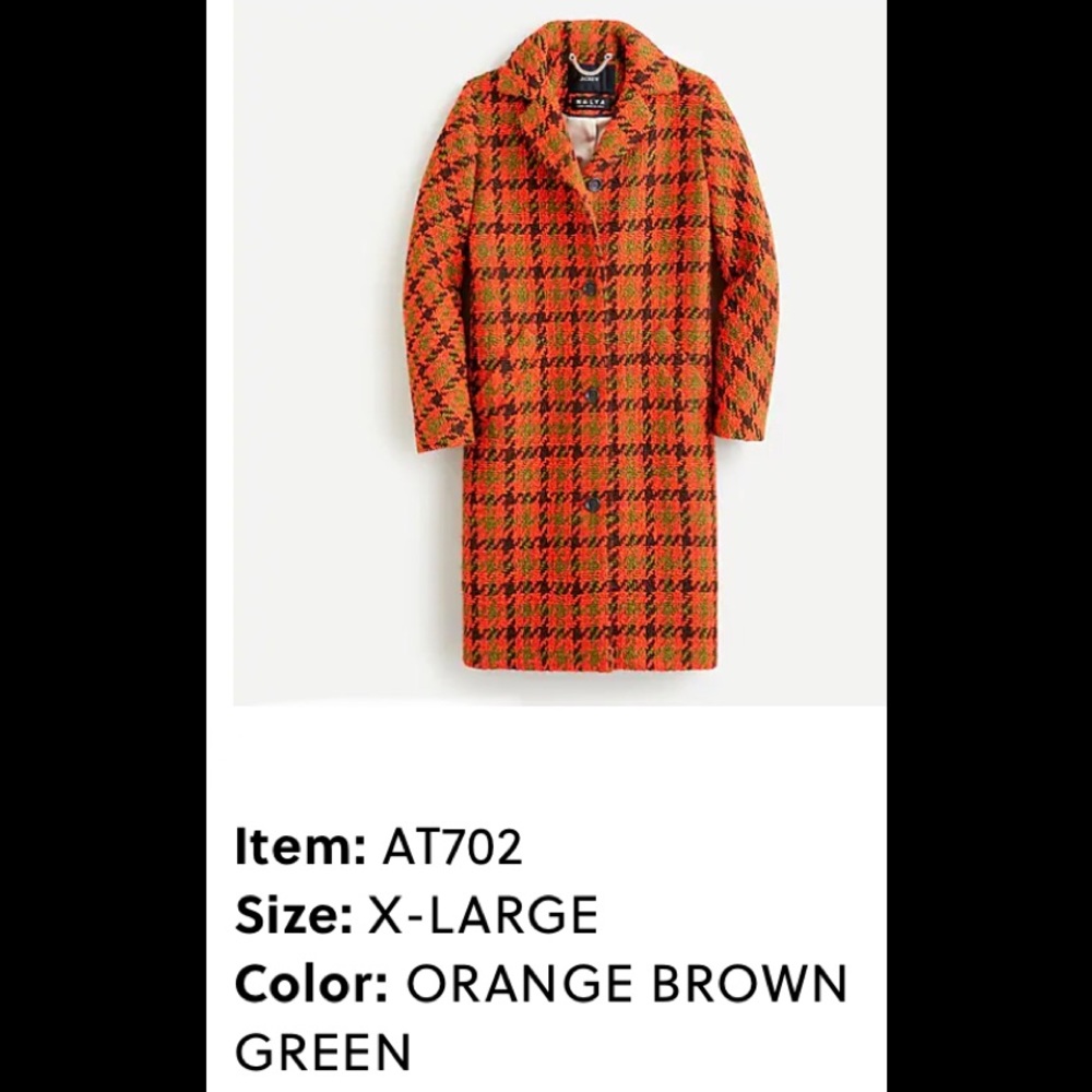 J. Crew Car coat in houndstooth Italian wool in Orange